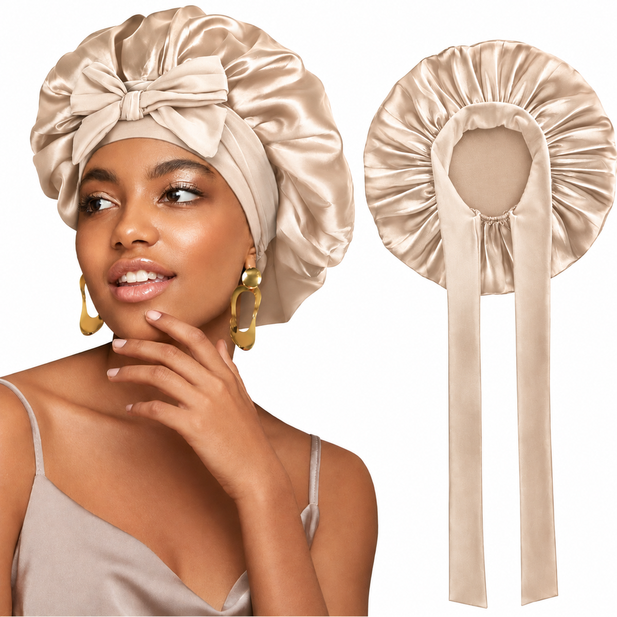 NUVÉA Satin Care — Bonnet de Nuit en Satin